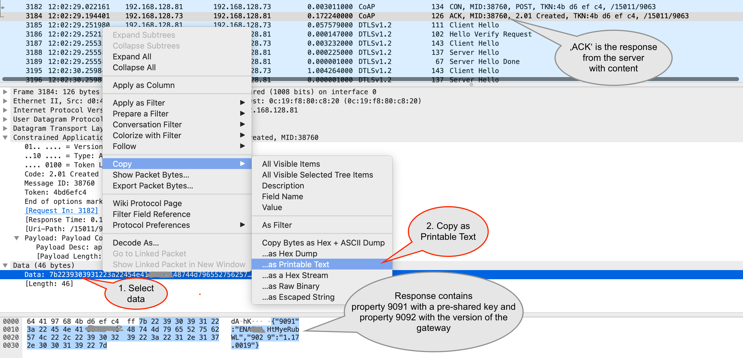 COAPS server response with pre-shared key